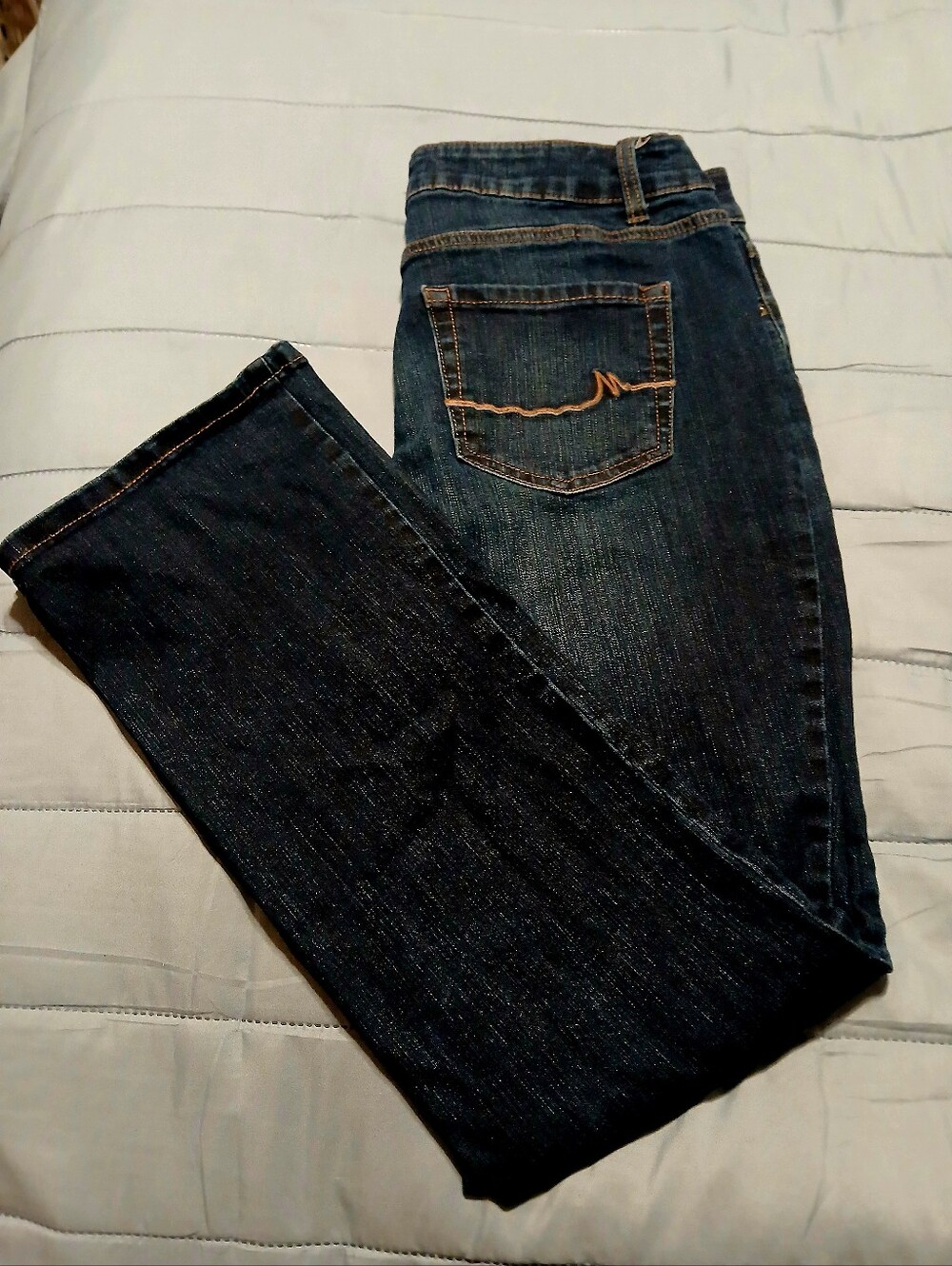 Maurices Women's Dark Indigo Jeans with Contrast Stitching 12 Short